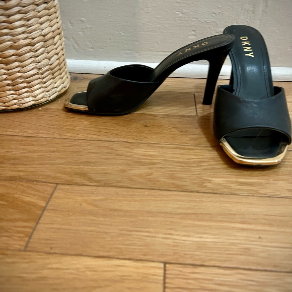 DKNY Black Mule Heels with Open Toe